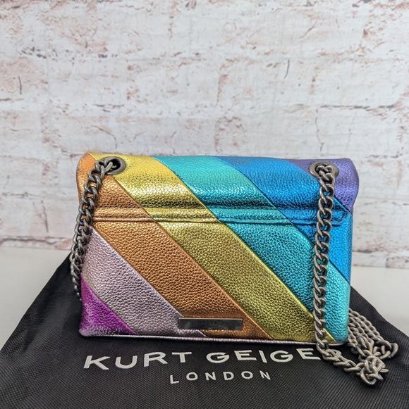 Kurt Geiger London Mini Kensington Metallic Rainbow Striped Crossbody Bag - Picture 4 of 11